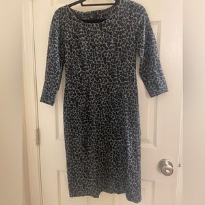 Talbots Gray Leopard Sheath Dress size 2